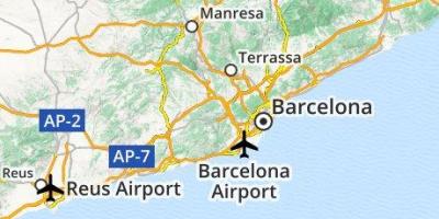 مطار برشلونة خريطة الموقع