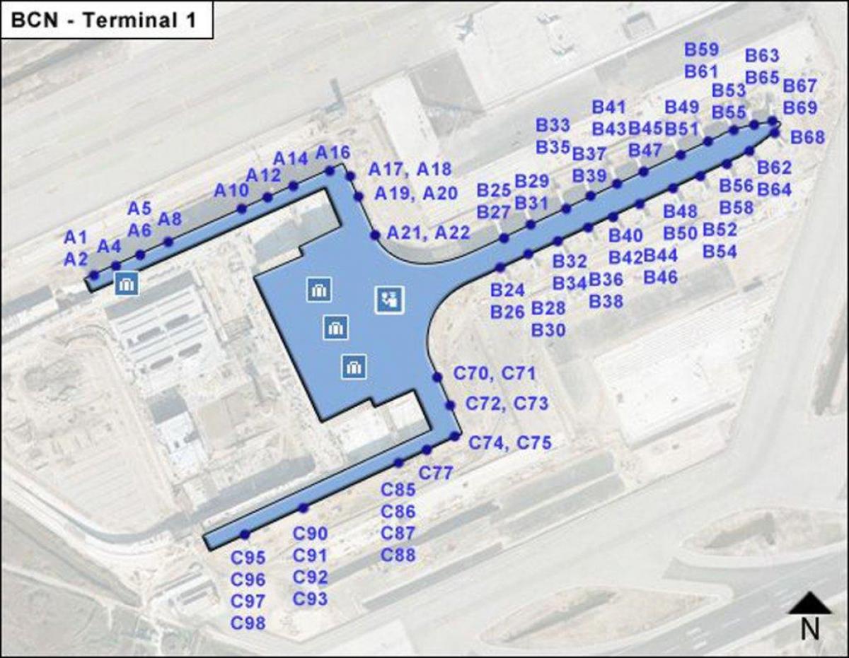 bcn airport terminal 1 خريطة