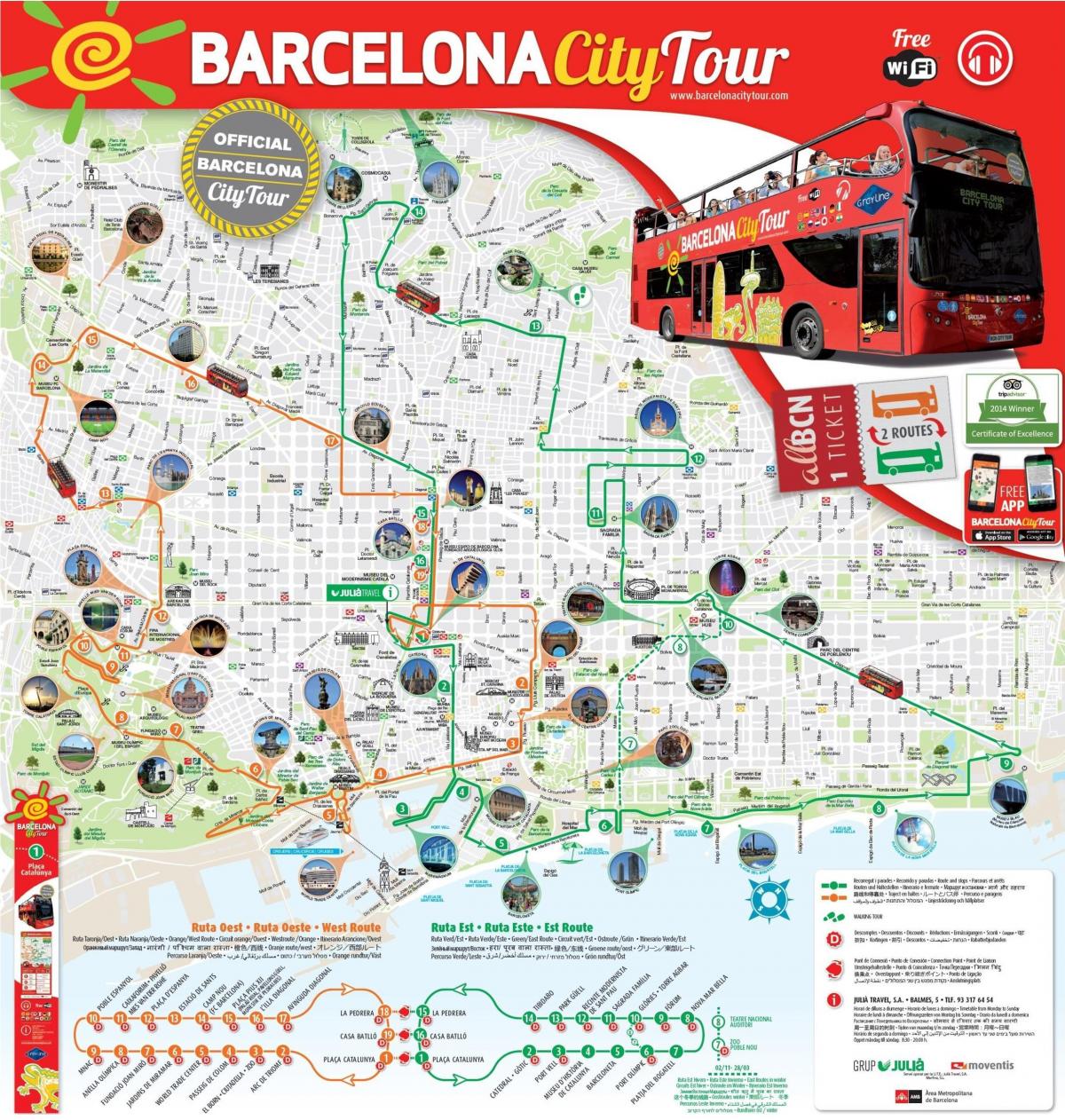 الأحمر جولة حافلة برشلونة خريطة