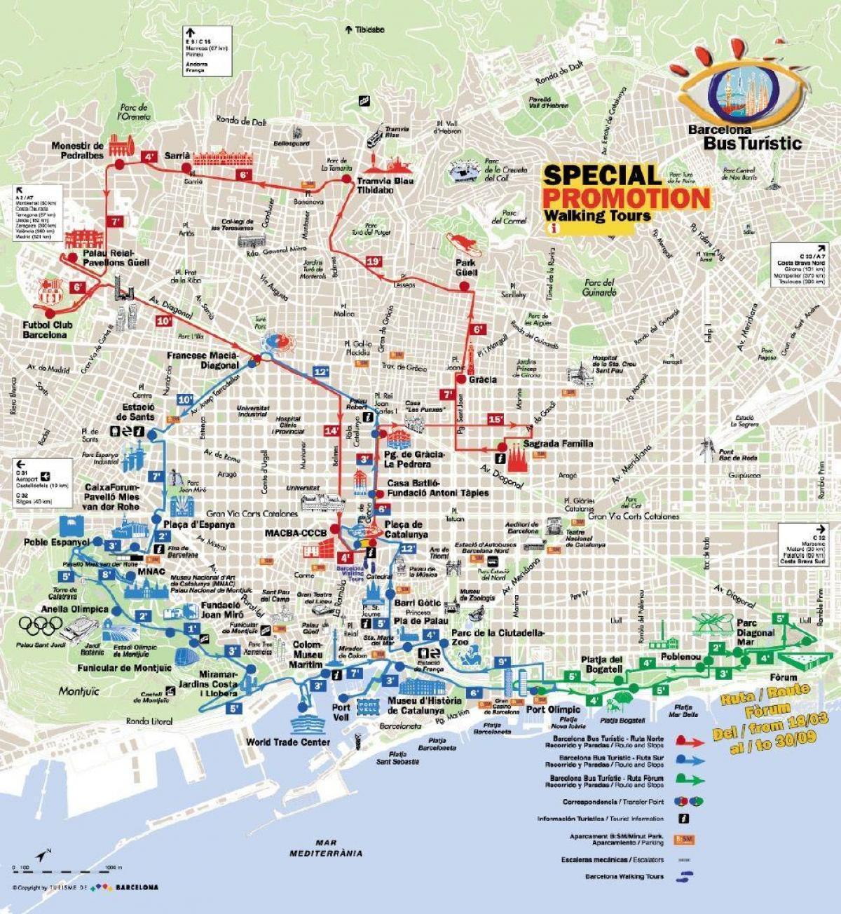 المشي برشلونة خريطة