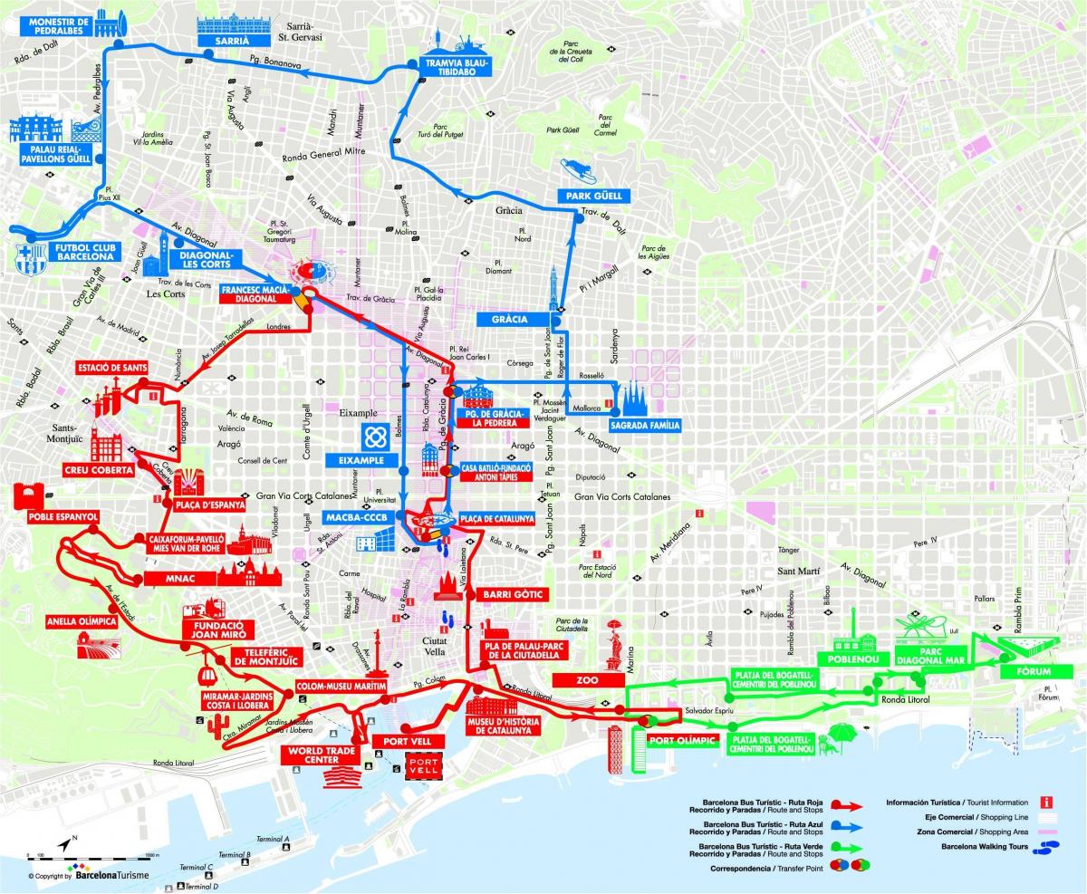 برشلونة مدينة حافلة سياحية خريطة