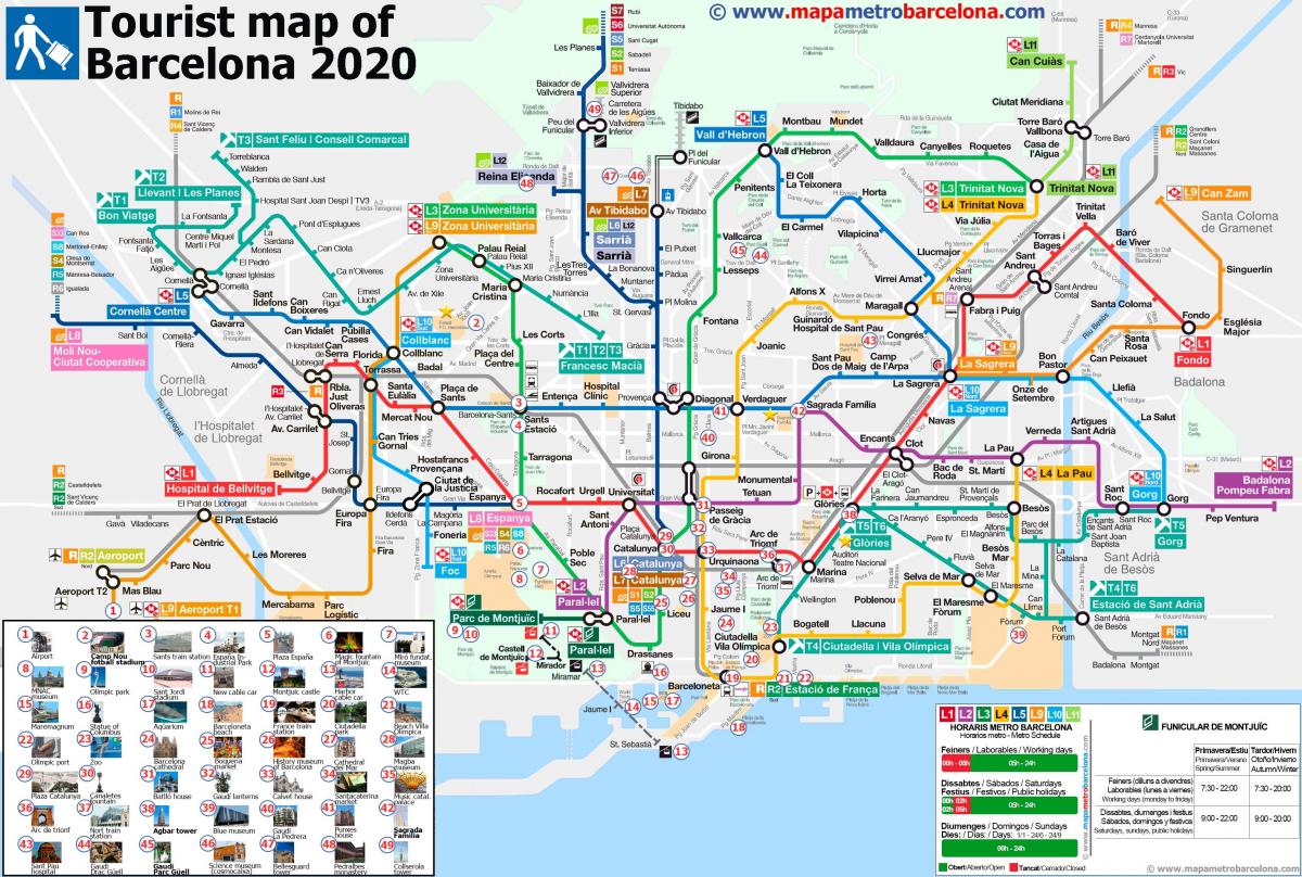 برشلونة خريطة المترو مناطق الجذب السياحي