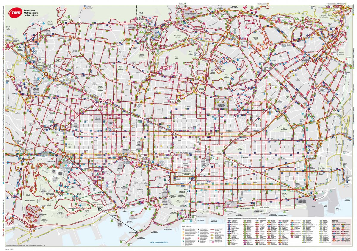 خريطة برشلونة خطوط الحافلات