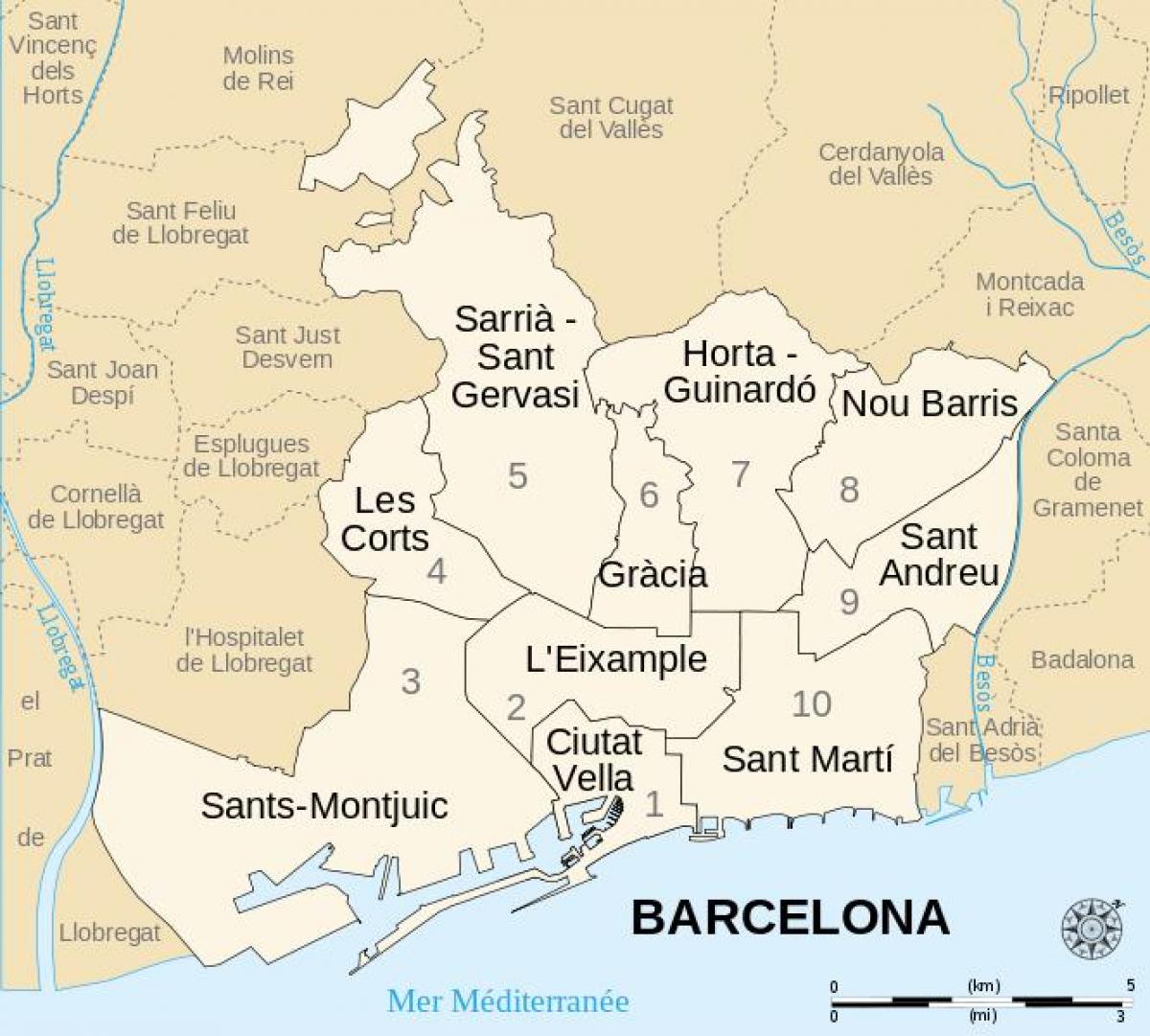 خريطة برشلونة مقاطعات إسبانيا