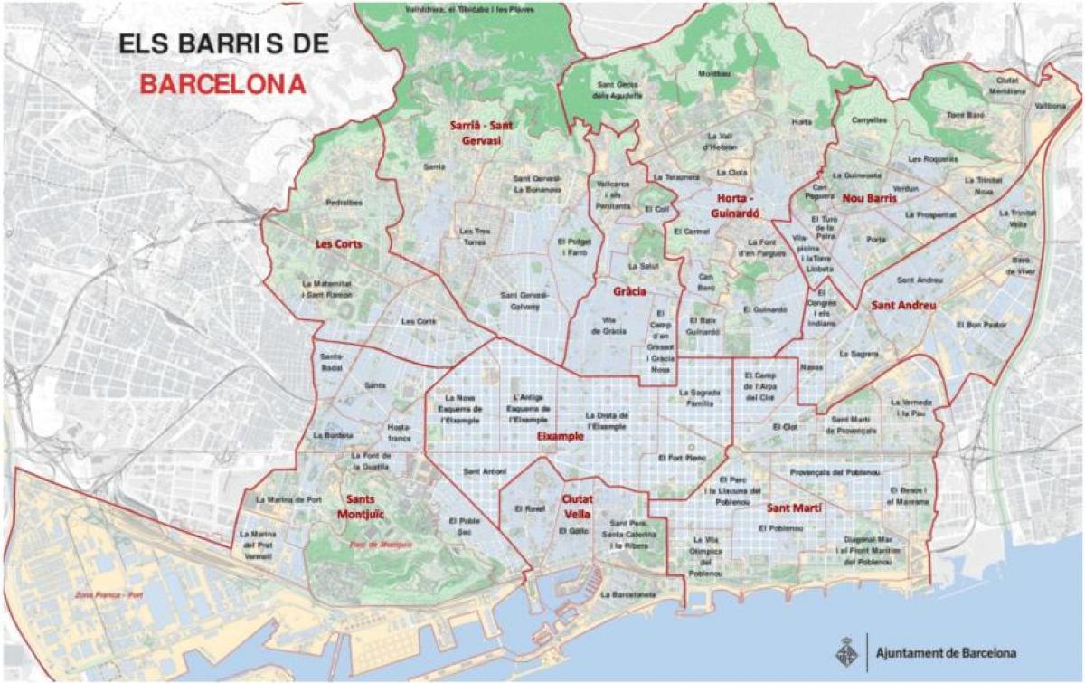 خريطة المناطق في برشلونة