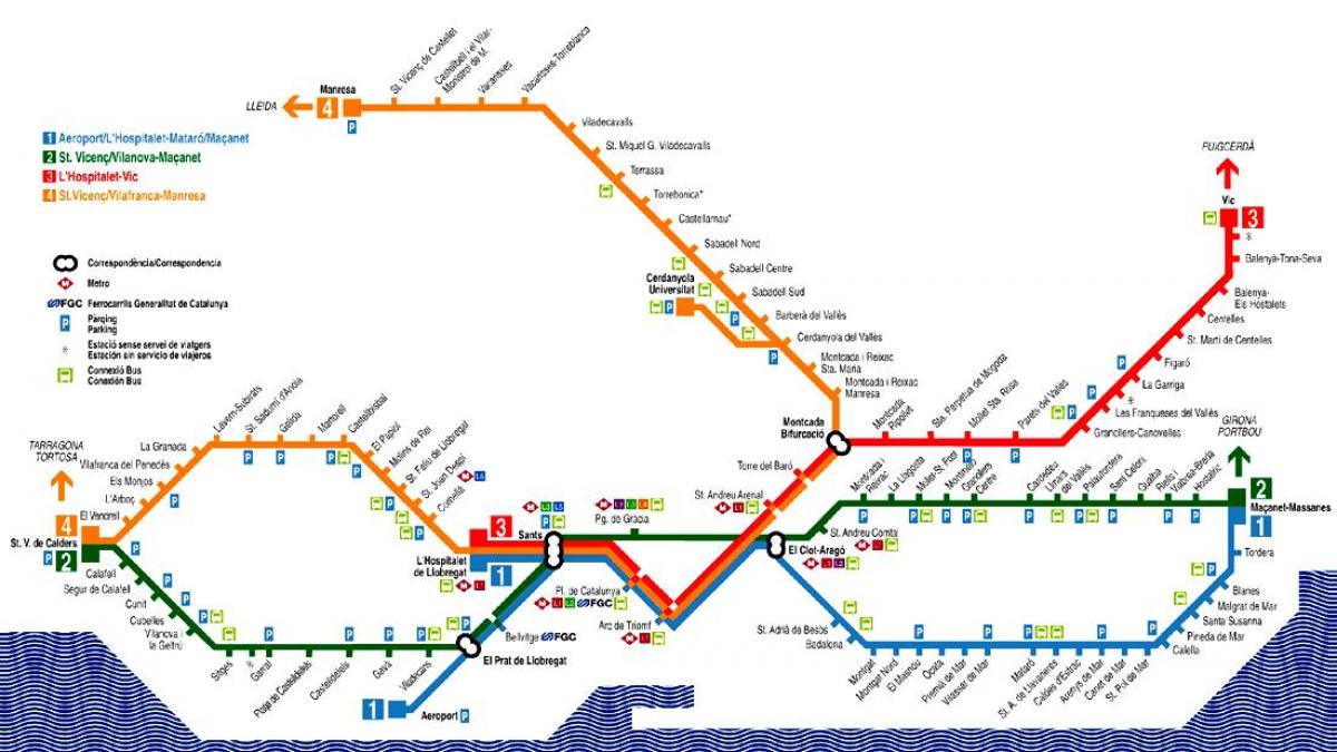برشلونة خريطة القطار من المطار