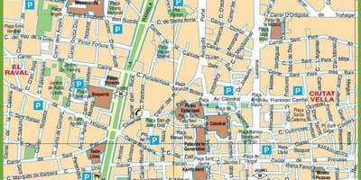 خريطة وسط مدينة برشلونة الشوارع