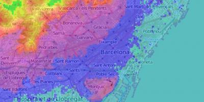 الخريطة الطبوغرافية برشلونة